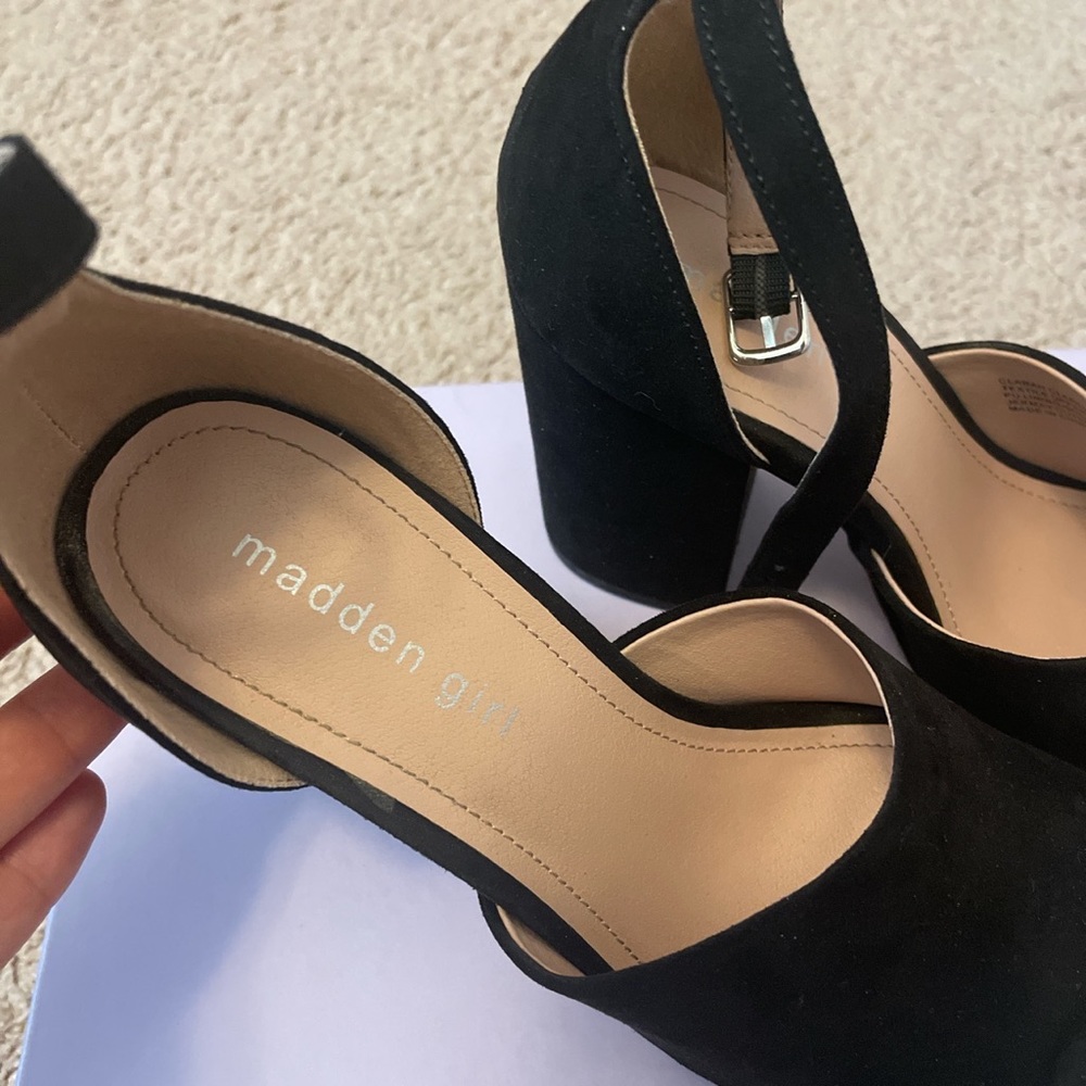 Madden Girl Black Suede Heels Gem
